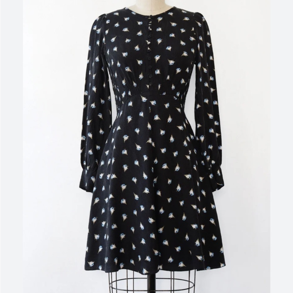 Beautiful Silk NWOT Rebecca Taylor Black Floral Dress  Size 6